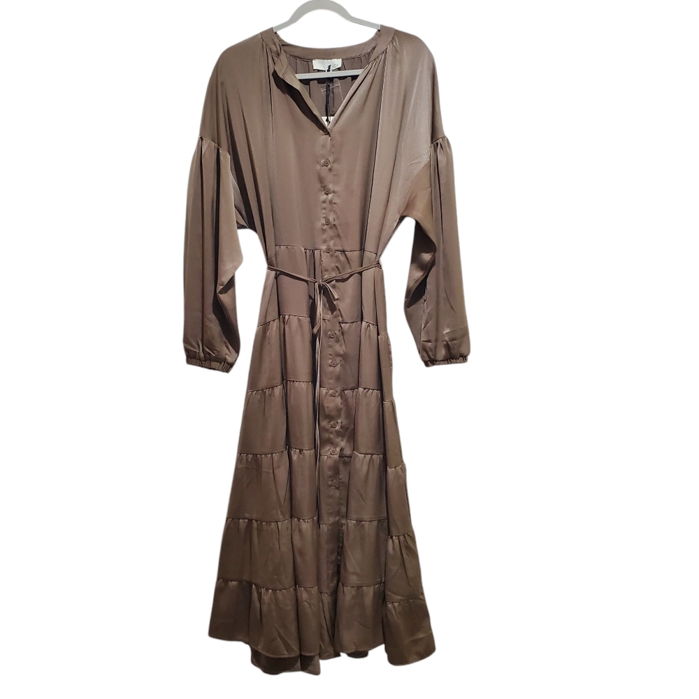 Pinch Mocha Tiered Ruffle Maxi Dress Size M